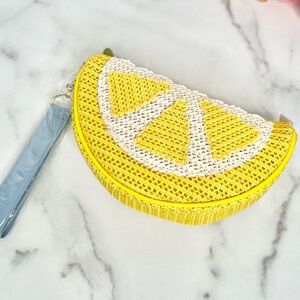 ❗️NWT❗️BATH & BODY WORKS Raffia Lemon Wristlet/Cosmetic Bag